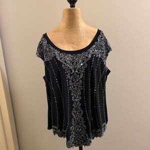 Dress Barn Collection Black and Silver Embellished Blouse